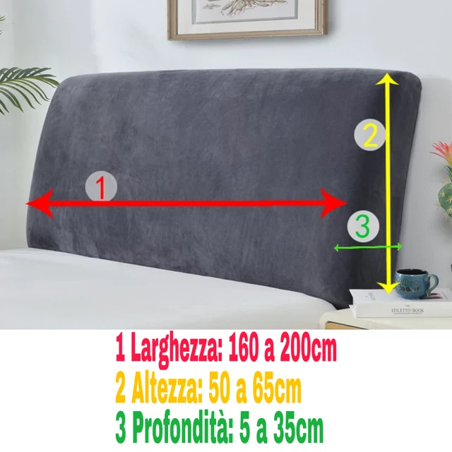 INTRECCI Copertura Liscia per Testiera per Letto Copritestata Letto Singolo Matrimoniale, Fodera Eddie Testata Elastica Protezione Tinta Unita (Singolo, Grigio