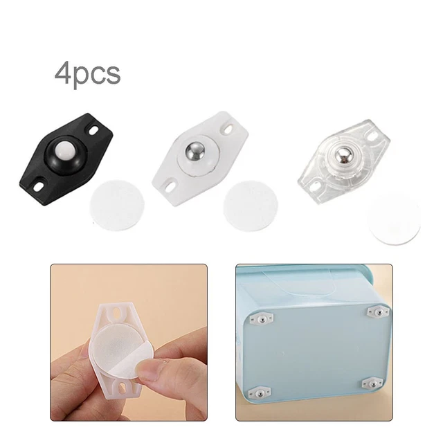 4 PCS Self Adhesive Caster Wheels Universal Sticky Pulley Small Wheels