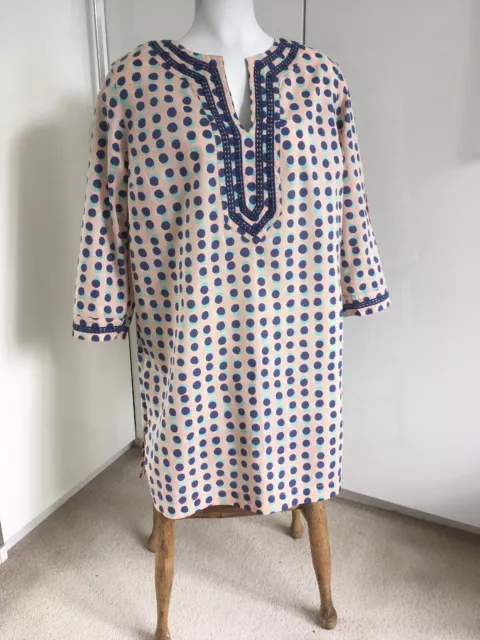 Robe de plage femme Boden rose et bleu point coton UK14R