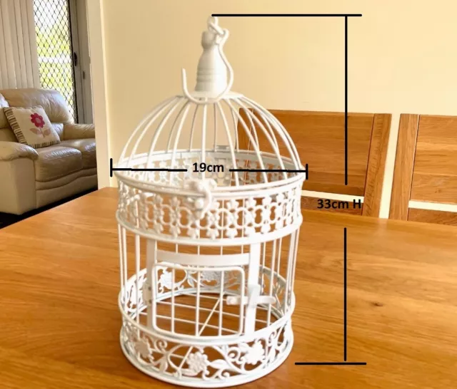 Iron Handmade Decorative Bird Cage Wedding Event Venue Decor WHT 33cm H x19cm D