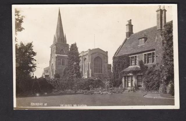 Oxfordshire Oxon ADDERBURY Church and Vicarage used 1925 RP PPC by Packer