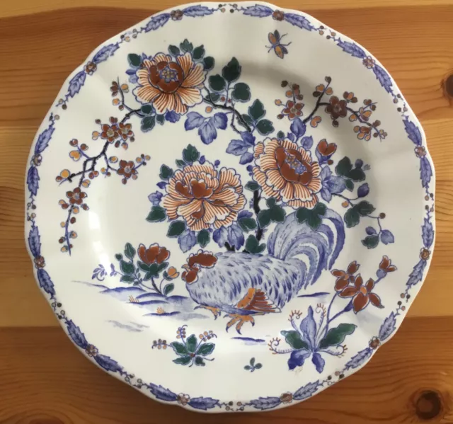 Assiette Gien pivoine et coq 26 cm