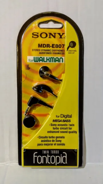 1995 Sony Fontopia MDR-E807 Acoustic Twin Turbo-Circuit Stereo Earphones Walkman