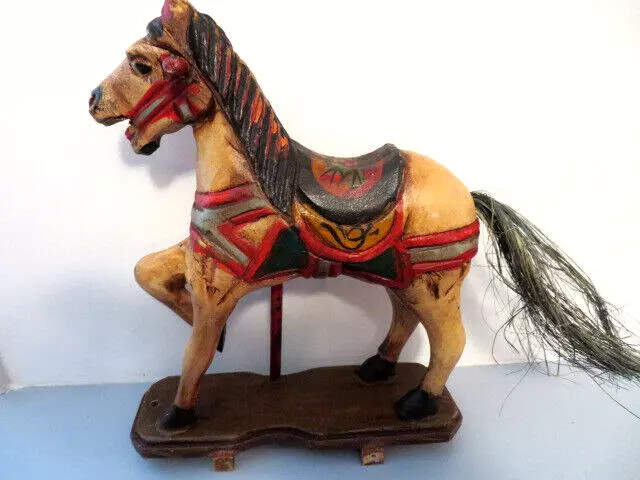 Vintage Wooden Horse-Hand made-Carved-Hand Painted