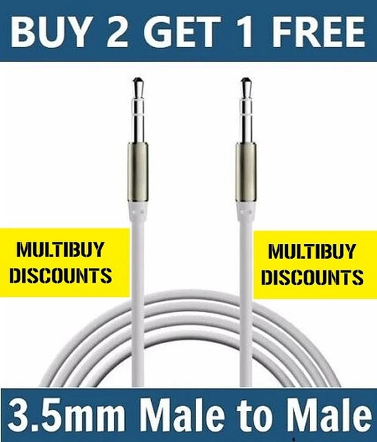 New Aux Cable Audio Lead 3.5mm Jack to Jack Stereo Male for Car PC Phone 1m