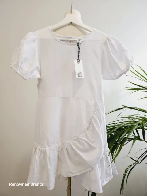 Seed  | Girls White Linen Dress | Size 10,12,14, | Bnwt Rrp $69.95