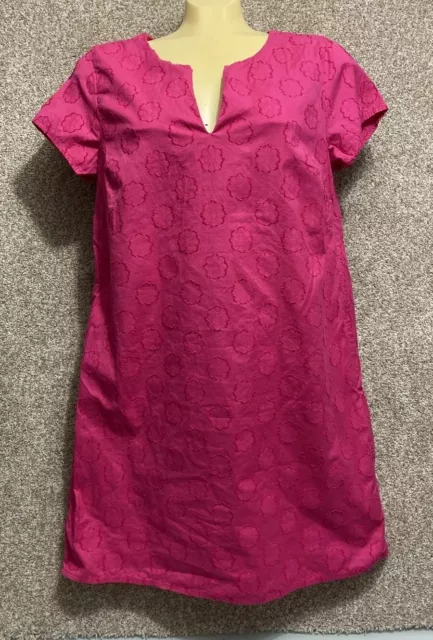 Vineyard Vines Womens Pink Leaf Floral Jacquard Tunic Dress Short Sleeve Size 8