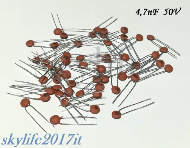 50 pz Condensatori ceramici a disco 4,7nF 50V - condensatore 4700pF 472