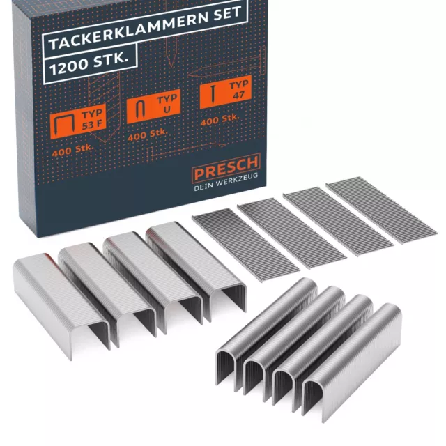 PRESCH Handtackerklammern Set 1200 Stk. - Tackerklammern für Handtacker