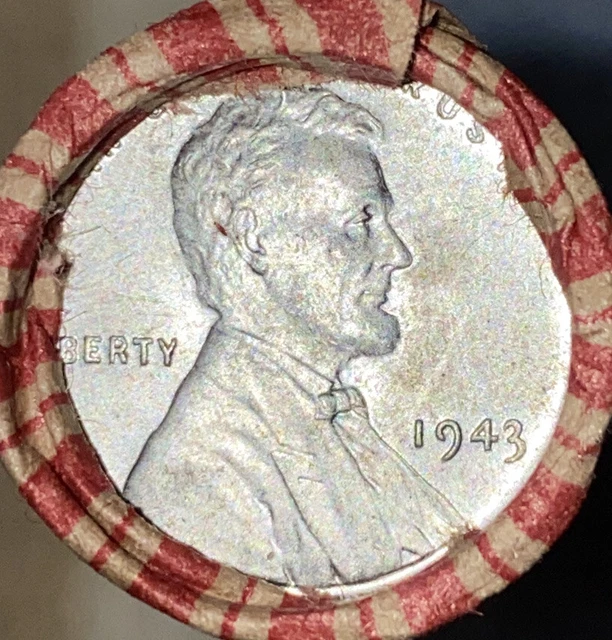 1 US Lincoln Wheat Cent Penny Roll 1943 Steel/1909-P AU/UNC (50 Coins) Vintage 2