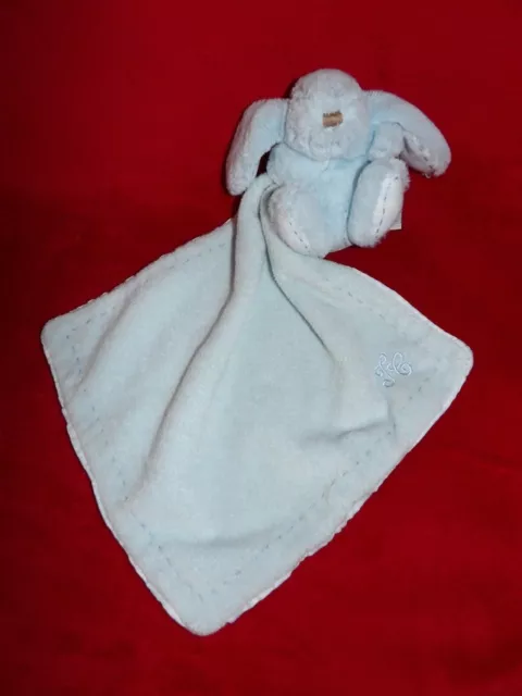 Doudou Peluche Mouchoir Lapin Bleu Blanc TARTINE ET CHOCOLAT NEUF