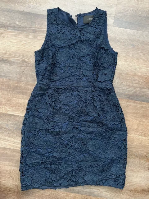 J Crew womens dress size 10 Navy Blue Lace Sheath Sleeveless StyleC7152