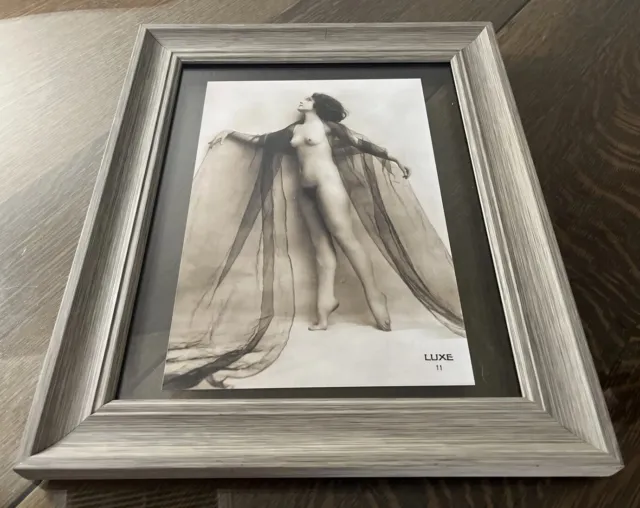 Vintage Photograph Reprint Framed Nude Woman Art Deco Lady Of Night Beautiful