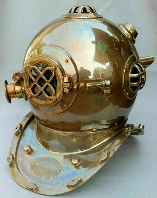 CASQUE DE PLONGÉE sous-marine en laiton et acier, finition jaune, Mark