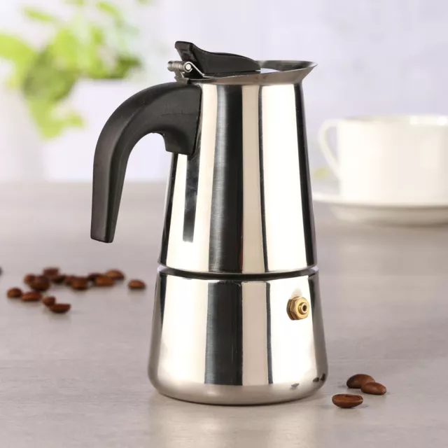 EDELSTAHL Espressokocher Espresso Maker 2 Tassen Espressokanne Kaffee