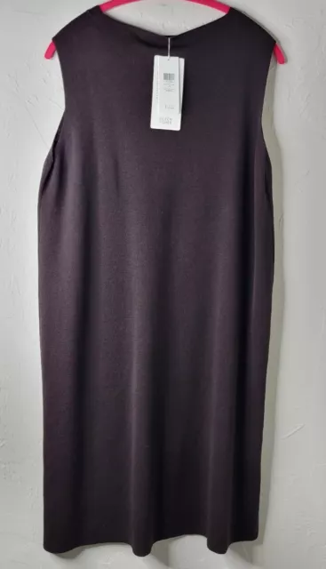 NWT Eileen Fisher The Icons Clove Funnel Neck Washable Wool Crepe Shift Dress L