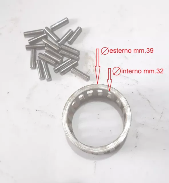 Gabbia  18 rulli sfilabili L. 18 X Ø 39 X Ø 32 per Biella Ducati monocilindrico.