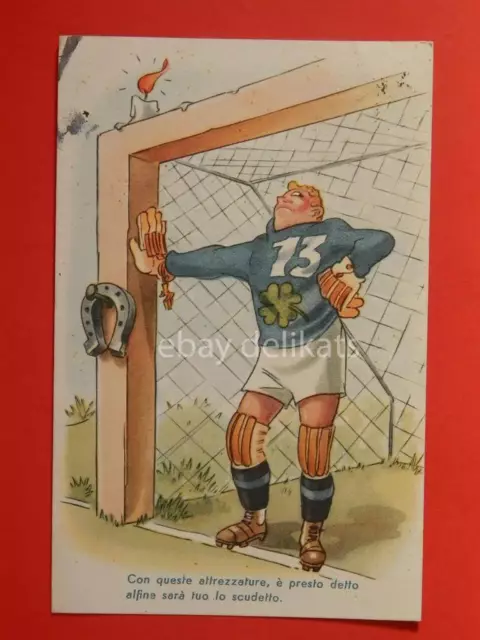 CALCIO football portiere quadrifoglio vecchia cartolina