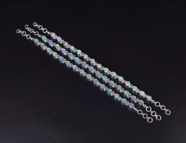 Wholesale 3PC 925 Solid Sterling Silver Natural Ethiopian Opal Bracelet Lot B