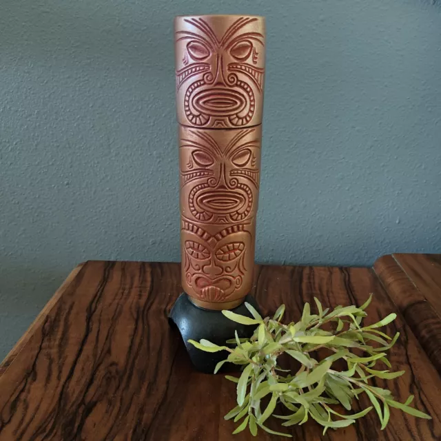 Tiki Votive Tea Candle Holder 11" x 4" Hobbyist Ceramic Hawaiian Polynesian VTG