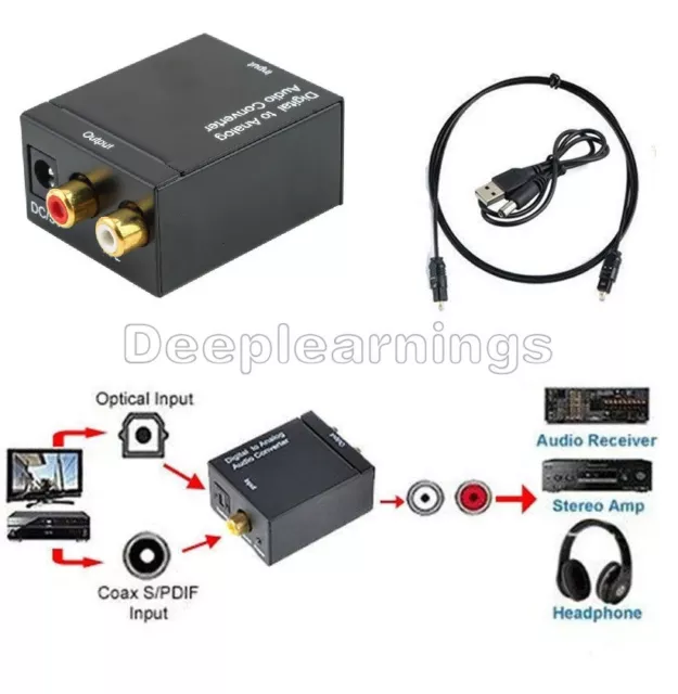 Optical Coaxial Toslink Digital to Analog Audio Converter Adapter RCA L/R 3.5mm