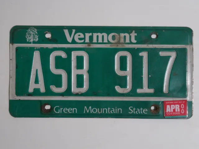 Vermont ASB 917 License Plate / American Number Plate