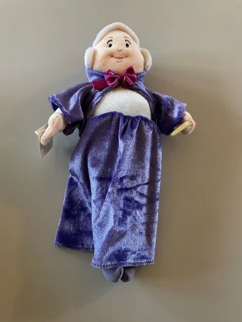 Disney Store Fairy Godmother Plush Doll 10" Cinderella Movie Purple Dress NWT