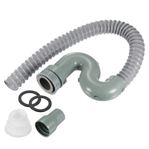 PLASTIK ABFLUSSROHR 80CM Rohr Waschtisch P-Klemme für Küche Bad Grau ...