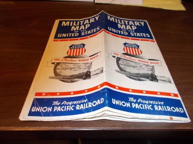 1944 Union Pacific Railroad Military Map of the US  Vintage Map