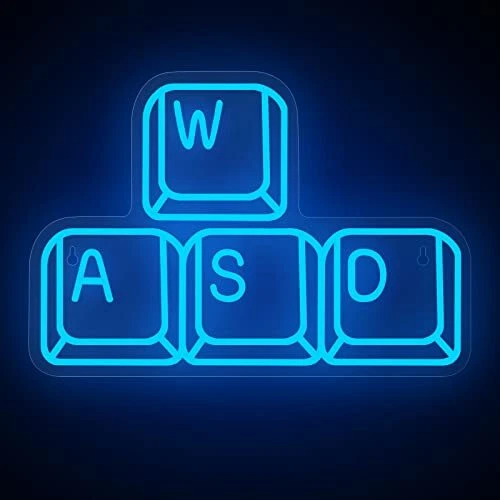 WASD Neon Sign Fionnuar LED Keyboard Shaped Gaming Playstation Neon Night Lig...