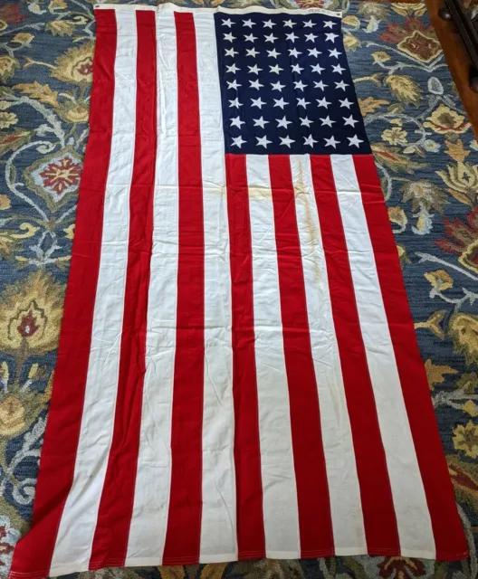 Vintage Dettras Bulldog Bunting 48 Star 5' x 9 1/2' Moth Proof American Flag