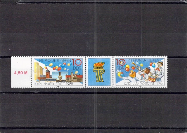 DDR 1988; DREIERSTREIFEN  Pioniertreffen; Mi.Nr. 3181 / 3182; postfr.