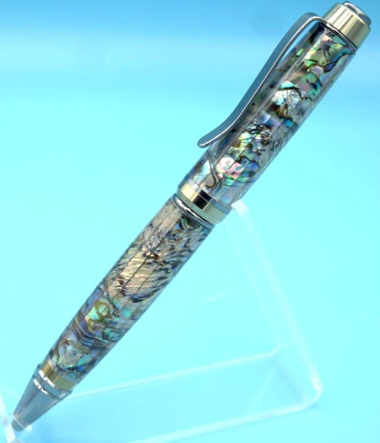 Cigar Twist Pen in Hybrid™ Black Titanium and Hardite™ with Paua Abalone Shell