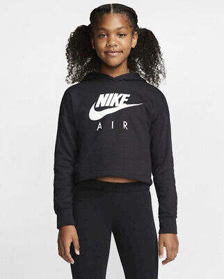 Nike Girl’s Air Cropped Hoodie (Black) - Age 8-9 - New ~ CJ7413 010