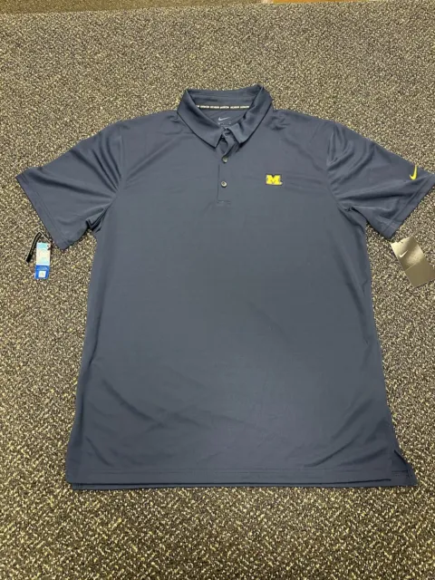 Nike Mens Polo Shirt Size Large Michigan Wolverines Navy Blue