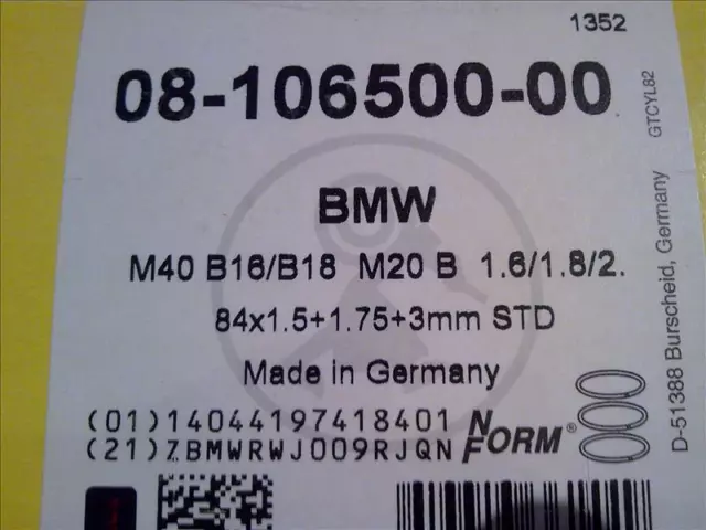 6x anneaux de piston RACING DIEU 84 mm BMW E34 Z1 M20B25 6 cylindres 3
