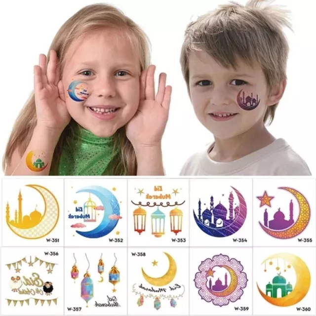 Cartoon Eid Mubarak Temporary Tattoo Stickers Islamic Muslim Party Supplies