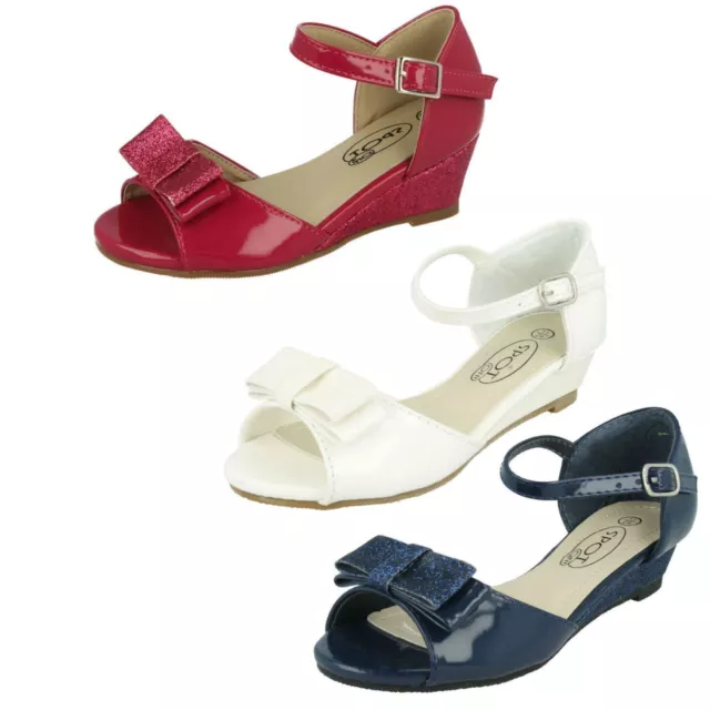 Ragazze H1077 Vernice Caviglia Cinturino Open Toe Scarpe Zeppa spot on Saldi