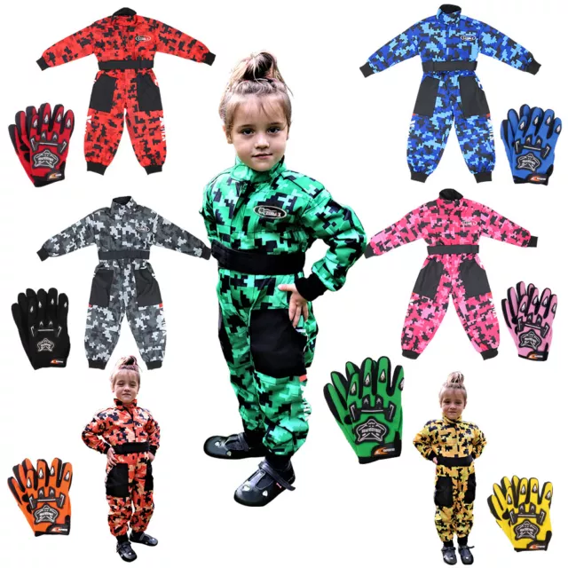 ZORAX Kids Motocross Race Suit Boys Overalls Child Junior & MX Gloves