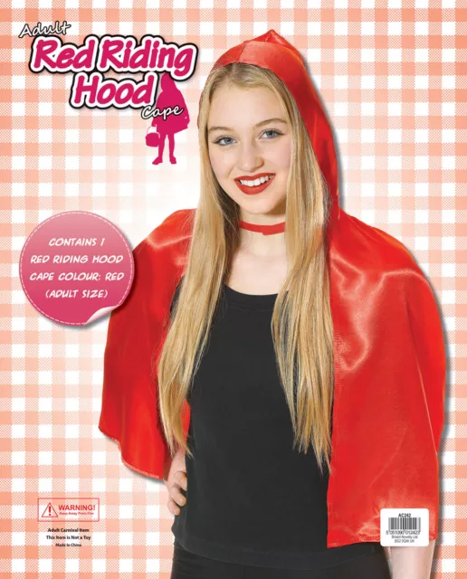 New Short Ladies Soft Little Red Riding Hood Cape & Hood Cloak Fancy Dress Adult