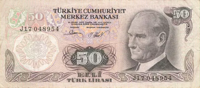 Türkei Turkey 50 Lira L.1970 (1976) gebraucht -Serie J-