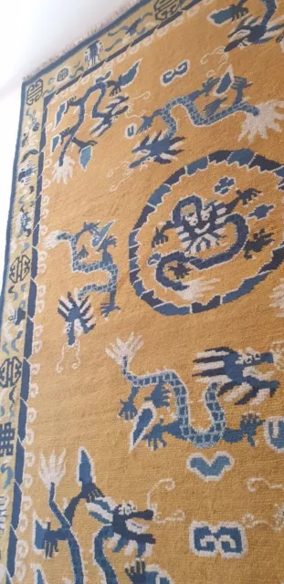 Tapis Dragons  chinois ancien  Fait main  Epoque Art Deco  223 X 153 cm  rare