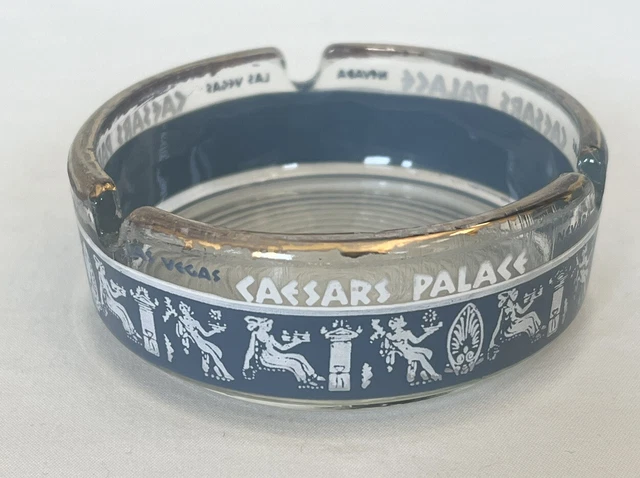 Vintage Caesars Palace Hotel & Casino Las Vegas Ashtray Blue & White