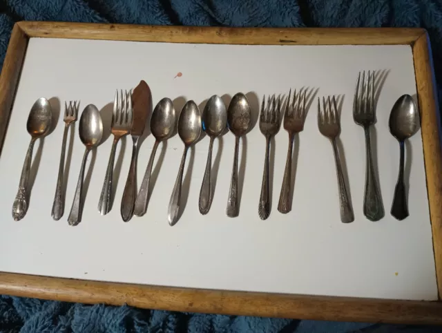 Lot Of 14 Oneida Silver Plated Silverware For Crafts