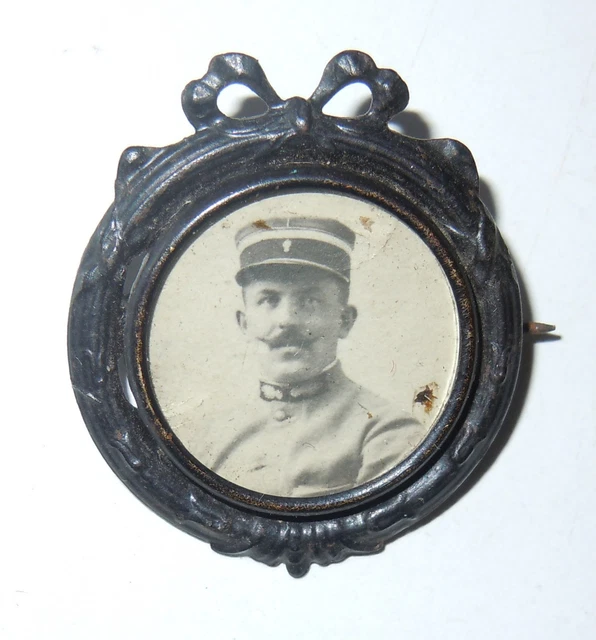 Broche Ancienne Porte-photo En Métal Argenté, 5 Cm, Ref 90158, Bijou Vintage