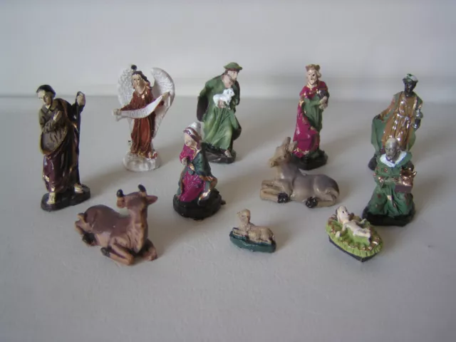 Krippenfiguren, 11-teilig, Höhe bis max. 5 cm, Weihnachten, Krippe, Figurensatz