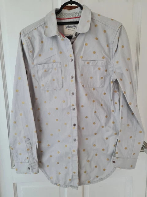 Johnnie B girls grey denim shirt with gold glittery spots, age 13/14