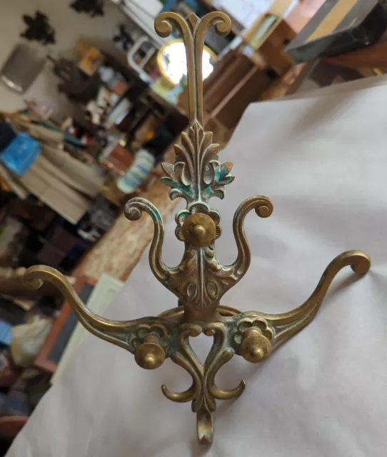 Antique Gorgeous Brass HUGE Wall Door Mount Hanger Ornate Decor