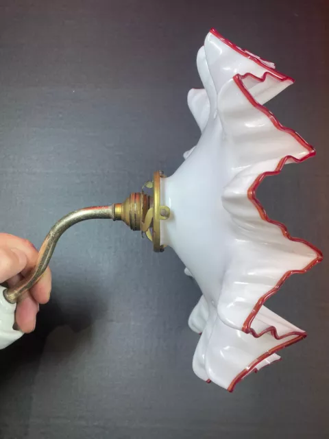 Ancienne Suspension complète abat jour verre plissé applique plafonnier vintage