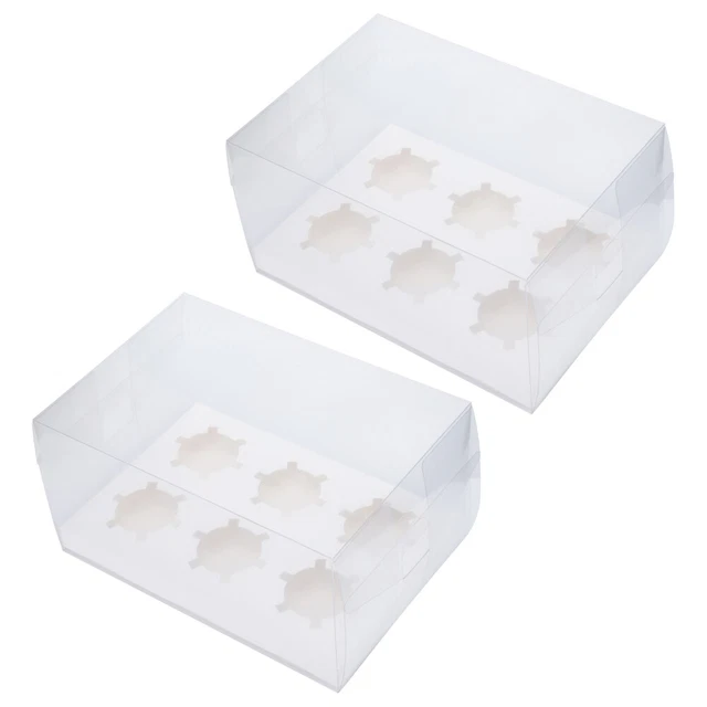 2 piezas Exquisitas Cajas de Embalaje Ligeras Pasteles de Navidad Cupcake Box